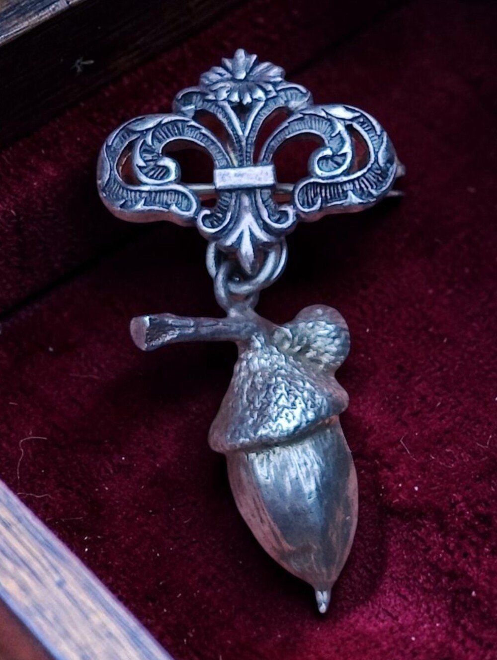 Antique Victorian Sterling Silver Acorn Brooch